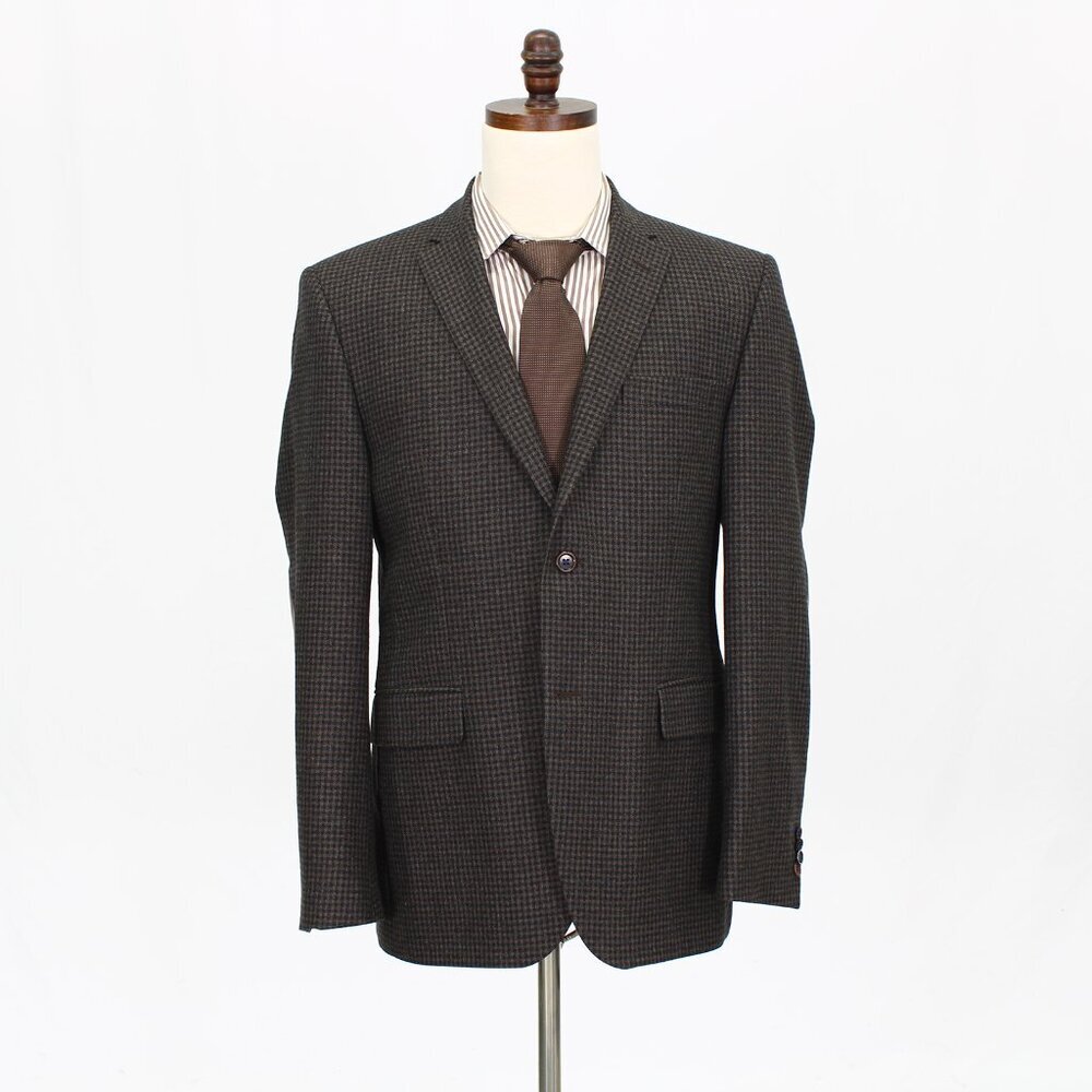Sand 42R Brown Check 2-Button Sport Coat Blazer Jacket G919